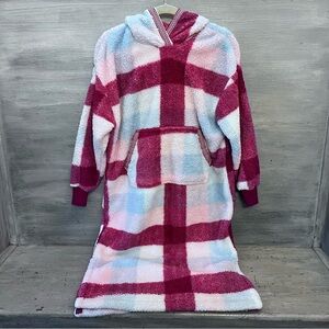 Joyspun Hooded Kangaroo Pocket Sherpa Pullover Night Gown XS Good Condition